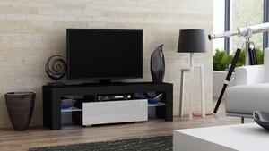 TV stolík MILANO lesklý 130 LED čierna, biela zásuvka