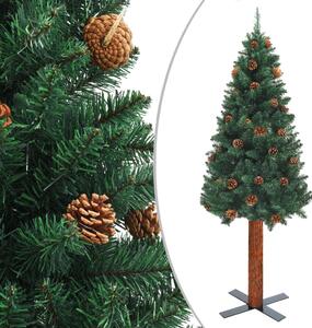 Úzky vianočný stromček s LED a sadou gulí zelený 150 cm PVC