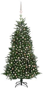 Umelý vianočný stromček s LED a súpravou gulí 240 cm zelený PVC