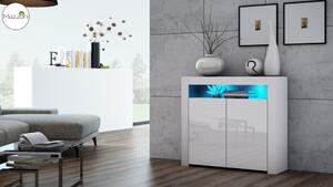 MILA 2D LED skrinka biela / biela lesk, obývacia izba