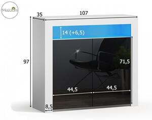 MILA 2D LED skrinka čierna / šedá lesk, obývacia izba