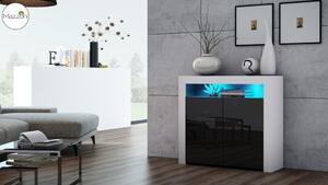 MILA 2D LED skrinka biela / čierny lesk, obývacia izba