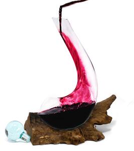 Roztavené sklo na dreve - Karafa na víno