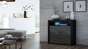 MILA 2D LED skrinka čierna / šedá lesk, obývacia izba