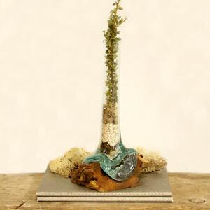 Roztavené sklo na dreve - Váza na kvety