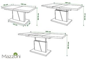 GRAND NOIR biela / beton, rozkladacia, zdvíhací konferenčný stôl, stolík