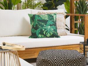 Sada 2 záhradných vankúšov zelené polyesterové štvorcové vankúše 45 x 45 cm vzor palmového listu moderný dizajn