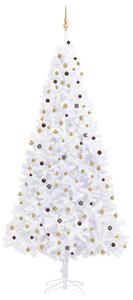 Umelý vianočný stromček s LED a súpravou gulí biely 300 cm