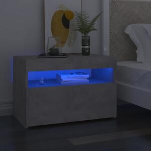 Nočný stolík a LED svetlá 2 ks betónový sivý 60x35x40 cm