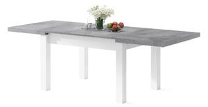ROYAL jedálenský stôl rozkladací - biela / betón, pre 8 osôb