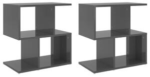 Nočné stolíky 2 ks, lesklé sivé 50x30x51,5 cm, kompozitné drevo