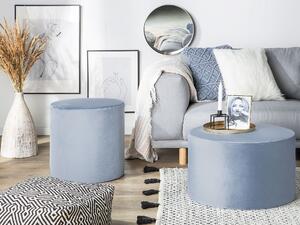 Zamatový puf svetlo modrý otoman podnožka moderný elegantný