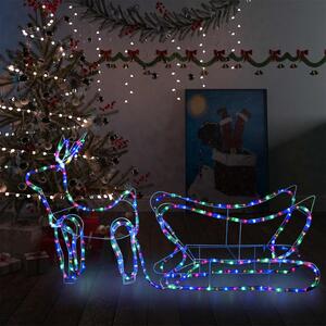 Vianočná vonkajšia dekorácia so sobmi a saňami 252 LED diód