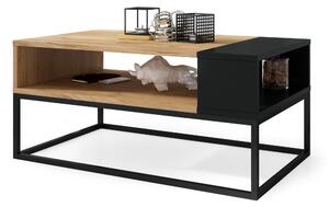 LYNX zlatý dub / čierny, konferenčný stolík, moderný, moderný, loft
