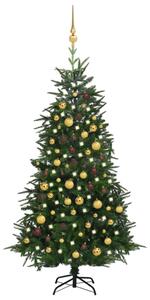 Umelý vianočný stromček s LED a súpravou gulí zelený 180 cm PVC&PE