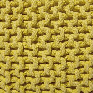Puf žltý Štvorcový bavlnený, pletený 50 x 31 cm