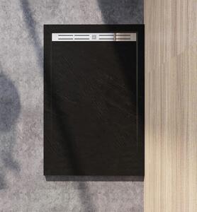 CERANO - Sprchová vanička obdĺžniková Docia - sifón + nerezový kryt - čierna matná - 120x80 cm