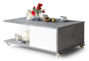 MAT-VIENNA beton / bílý mat, konferenční stolek na kolečkách