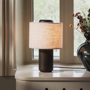Globen Lighting Stolová lampa Bosco, béžová/hnedá, výška 39 cm, Krémová / jantárovo žltá, Obývacia izba / jedáleň, Drevo, Stojacie svietidlo