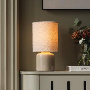 Globen Lighting Stolová lampa Florian, biela/béžová, výška 39 cm, Biela / opálová, Obývacia izba / jedáleň, Textil / látka / hodváb, Stojacie svietidlo
