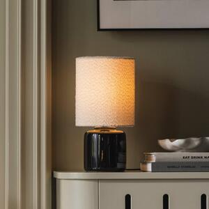 Globen Lighting Stolová lampa Florian, biela/čierna, výška 39 cm, Biela / opálová, Obývacia izba / jedáleň, Textil / látka / hodváb, Stojacie svietidlo