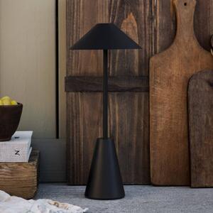 Globen Lighting Akumulátorová vonkajšia stolová lampa Cannes, čierna, IP54, Čierna, Obývacia izba / jedáleň, Plast, Škandinávsky, Stojacie svietidlo