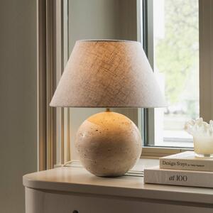 Globen Lighting Stolová lampa Castello, béžová/béžová, výška 38 cm, Krémová / jantárovo žltá, Obývacia izba / jedáleň, Textil / látka / hodváb, Dizajn, Stojacie svietidlo