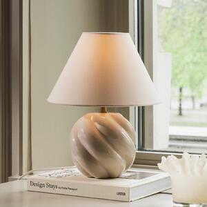 Globen Lighting Stolová lampa DAHLIA, béžová/béžová, výška 31 cm, Krémová / jantárovo žltá, Obývacia izba / jedáleň, Textil / látka / hodváb, Stojacie svietidlo