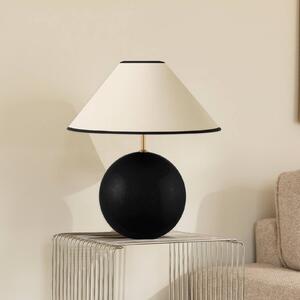 Globen Lighting Stolová lampa IRIS, béžová/čierna, výška 39 cm, Krémová / jantárovo žltá, Obývacia izba / jedáleň, Textil / látka / hodváb, Vintage, Stojacie svietidlo