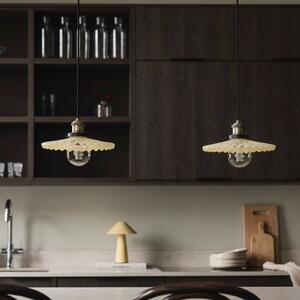 Globen Lighting Závesné svietidlo COBBLER, krémová/stará mosadz Ø 25 cm, Krémová / jantárovo žltá, Obývacia izba / jedáleň, Sklo, Dizajn, Závesné svietidlo