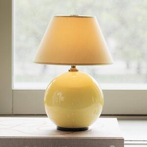 Globen Lighting Akumulátorová stolová lampa IRIS, žltá/žltá, výška 23 cm, Žltá / oranžová, Obývacia izba / jedáleň, Textil / látka / hodváb, Stojacie svietidlo
