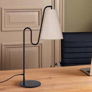 Globen Lighting Stolová lampa Lou, čierna/biela, výška 55 cm, Biela / opálová, Obývacia izba / jedáleň, Textil / látka / hodváb, Dizajn, Stojacie svietidlo