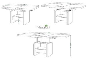 Konferenční stolek LEXUS, rozkládací, s funkcí zvedání desky, dub sonoma / bílý mat