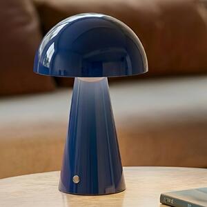 Lindby LED dobíjacia stolná lampa Nevijo, modrá, Ø20cm, USB, stmievač, Modrá, Obývacia izba / jedáleň, kov, Moderný, Stojacie svietidlo