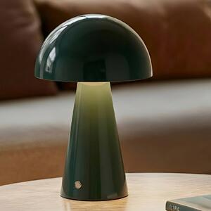 Lindby LED dobíjacia stolná lampa Nevijo, zelená, Ø20 cm, USB, stmievač, Zelená, Obývacia izba / jedáleň, kov, Moderný, Stojacie svietidlo