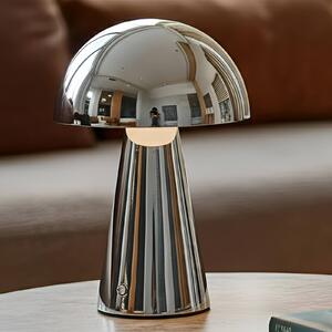 Lindby LED stolná lampa Nevijo, chróm, Ø20cm, USB, stmievač, Chrómová / strieborná, Obývacia izba / jedáleň, kov, Moderný, Stojacie svietidlo