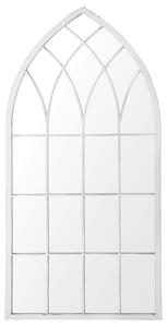 Nástenné zrkadlo sivé 50 x 115 cm kovový rám v tvare okna gotický vintage štýl