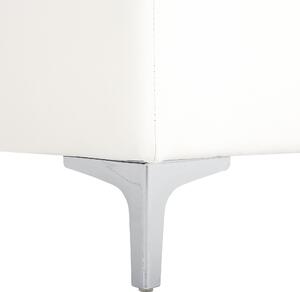 Kreslo Biele umelé kožené vyšívané stoličky so sklopnými stoličkami, strieborné nohy, pásové rameno