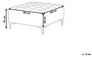 Taburet sivý látkový prešívané čalúnenie moderná obývacia izba štvorcová podnožka strieborné nohy
