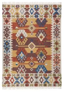 Kelímový koberec viacfarebný vlna a bavlna 160 x 230 cm ručne tkaný boho patchworkový vzor so strapcami