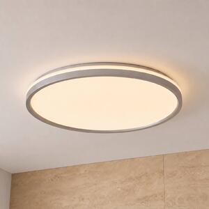 Lindby Stropné LED svetlo Edmund, strieborné, Ø 39 cm, IP44, Hliník / sivá / zinok, Kúpeľňa, Plast, Moderný, Závesné svietidlo