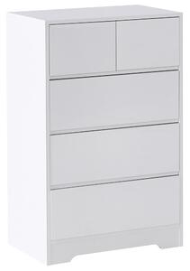 Komoda biela 5 zásuvkami MDF materiál nábytok s úložným priestorom škandinávsky štýl