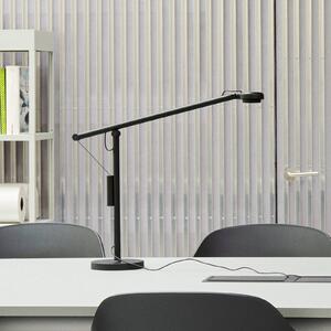 HAY Stolná lampa LED Fifty-Fifty, čierna, 45 cm, stmievateľné, Čierna, Pracovňa / Kancelária, Hliník, Dizajn, Stojacie svietidlo