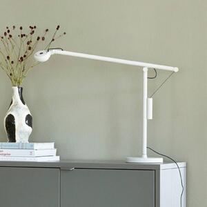 HAY Stolná lampa LED Fifty-Fifty, sivá, 45 cm, stmievateľné, Hliník / sivá / zinok, Pracovňa / Kancelária, Hliník, Dizajn, Stojacie svietidlo