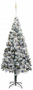 Umelý vianočný stromček LED, súprava gulí a sneh zelený 400 cm