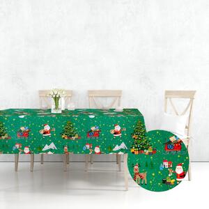 Ervi bavlnený obrus na stôl štvorcový - Vianočný vzor zelený