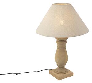 Vidiecka stolná lampa s ľanovým tienidlom béžová 50 cm - Catnip