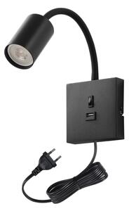 Immax NEO 08295L - Nástenné svietidlo s USB PUNTO 1xGU10/9W/230V čierne