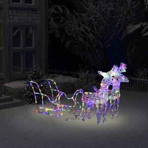 Vianočná dekorácia so sobmi a saňami 160 LED 130 cm akryl