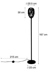 Dizajnová stojaca lampa čierna s meďou 30 cm - Sarella